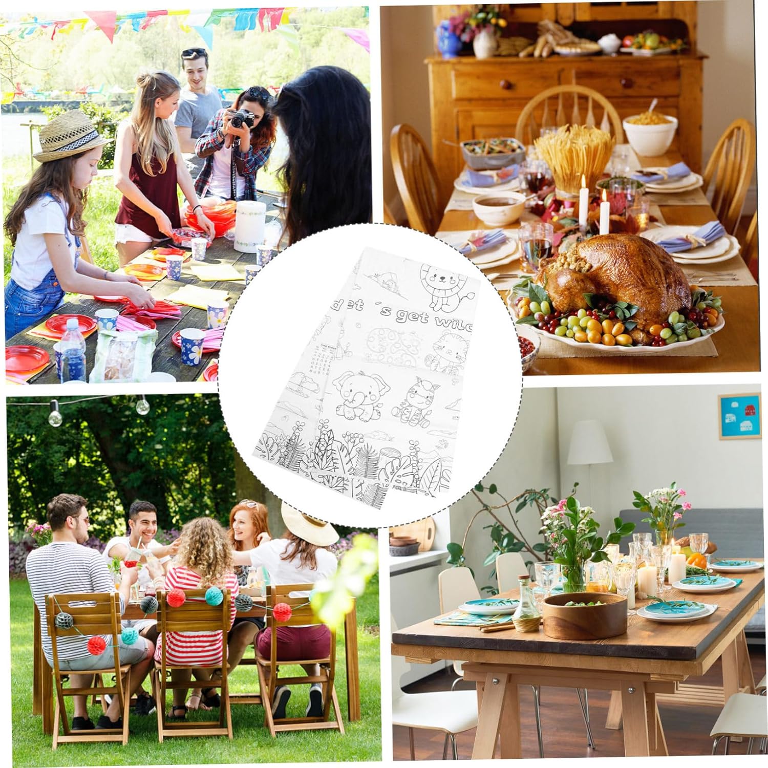 Homoyoyo Birthday Tablecloth with Zoo Animal Theme