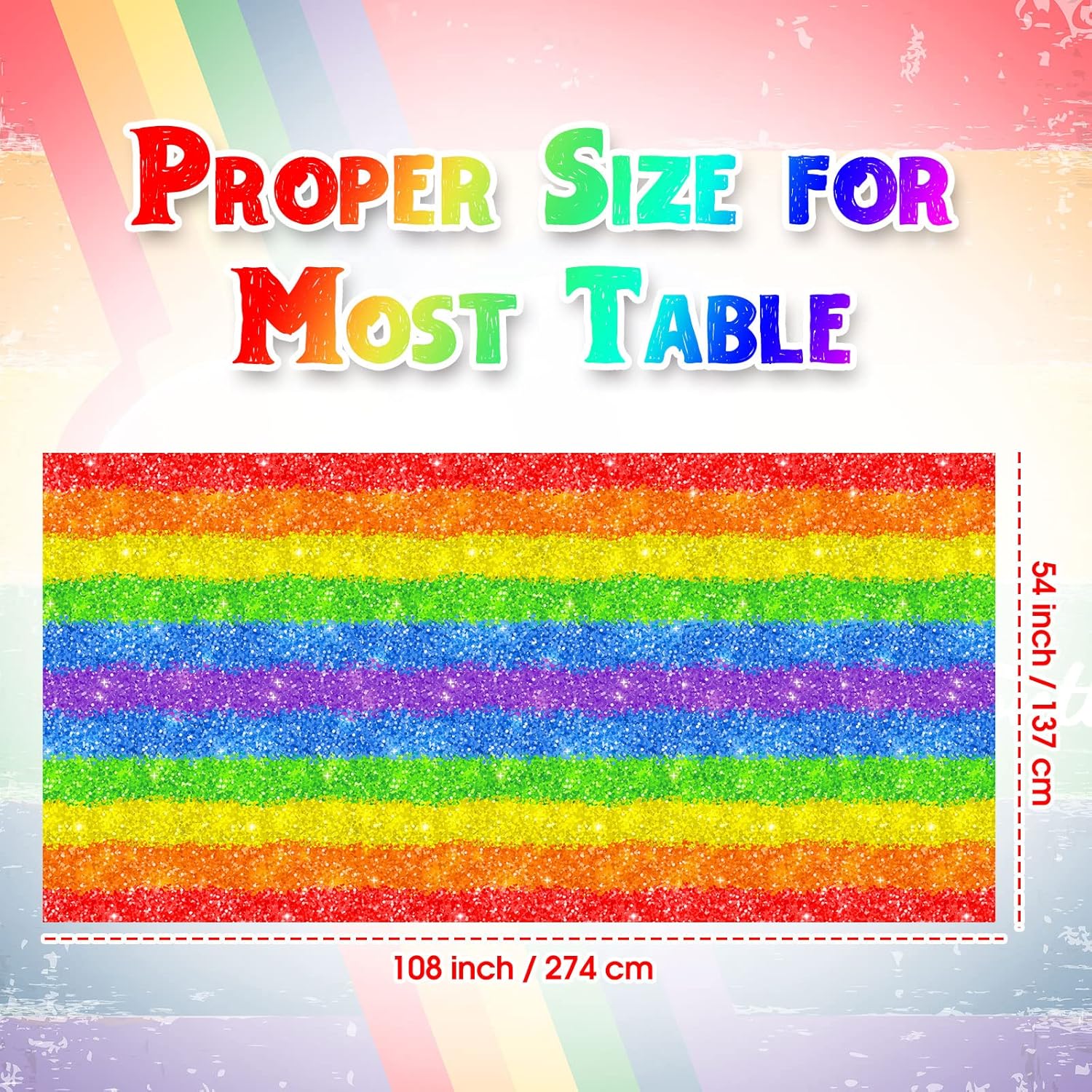 Tudomro Plastic Rainbow Tablecloths 54x108 Inch for Party Decorations