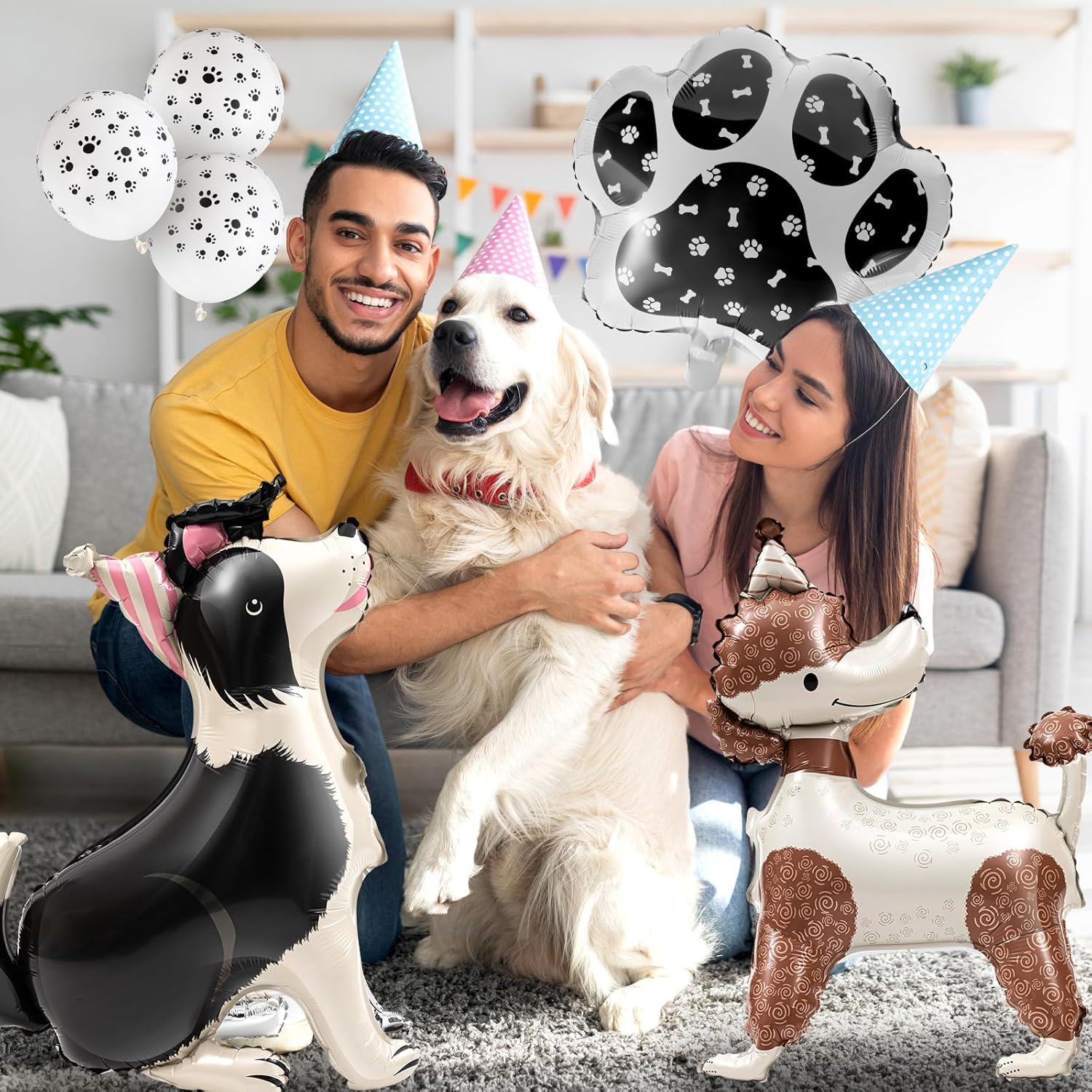 15 Pcs Cute Dog Themed Balloons Party Decorations