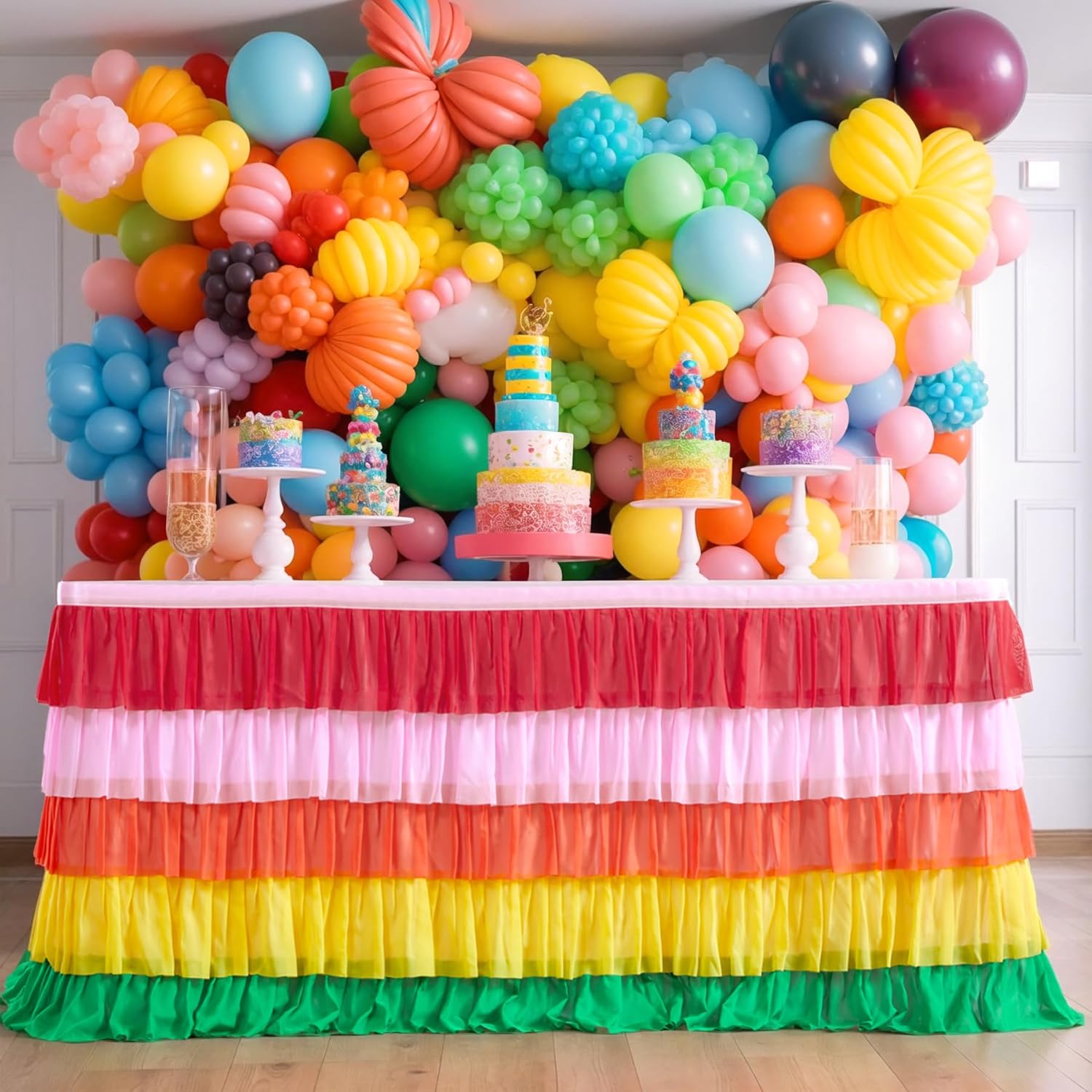 Rainbow Tutu Table Skirt 9ft for Birthday Party Decorations