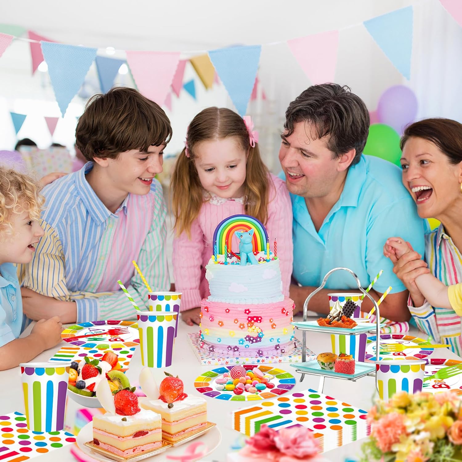 125 Pcs Rainbow Birthday Party Supplies Set