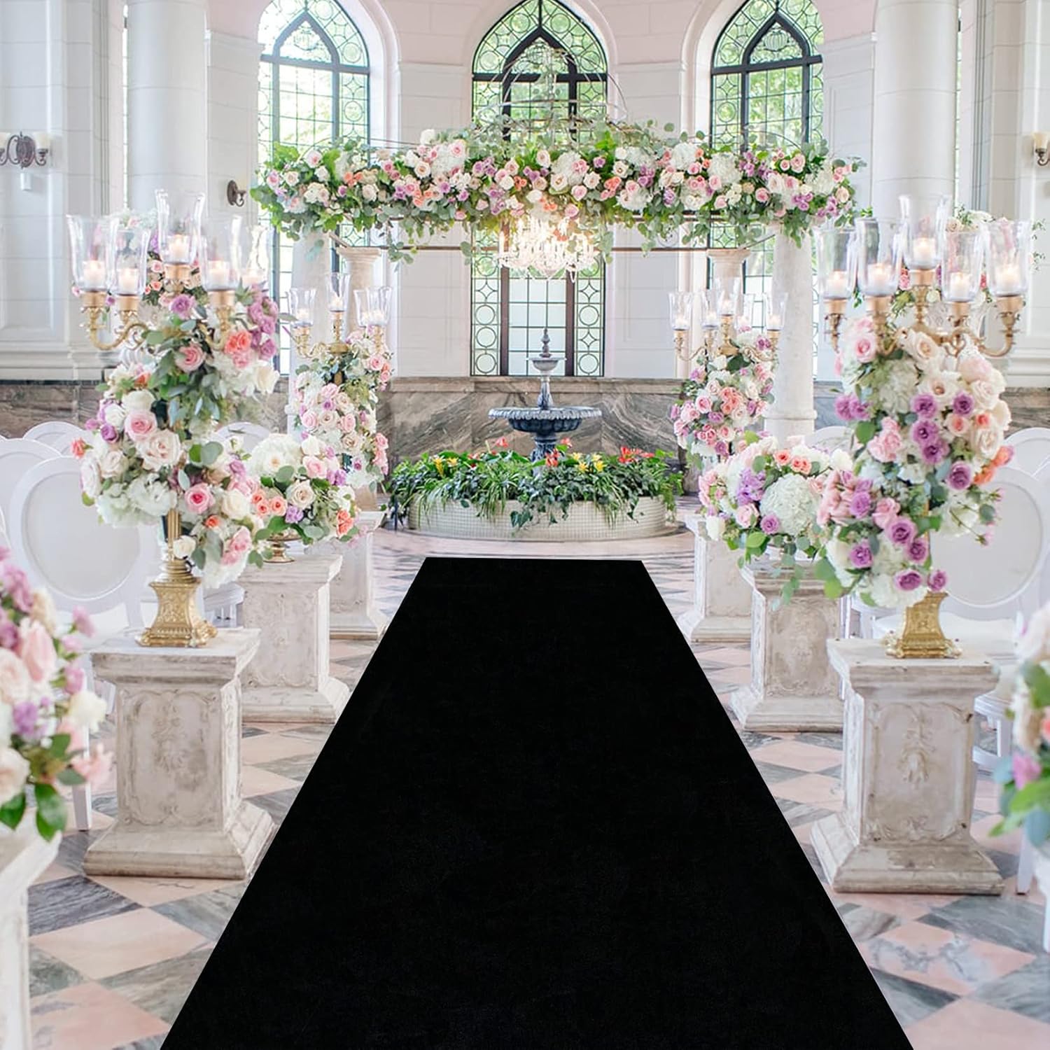 FUHSY Black Velvet Aisle Runner 4FTx15FT Wedding Carpet