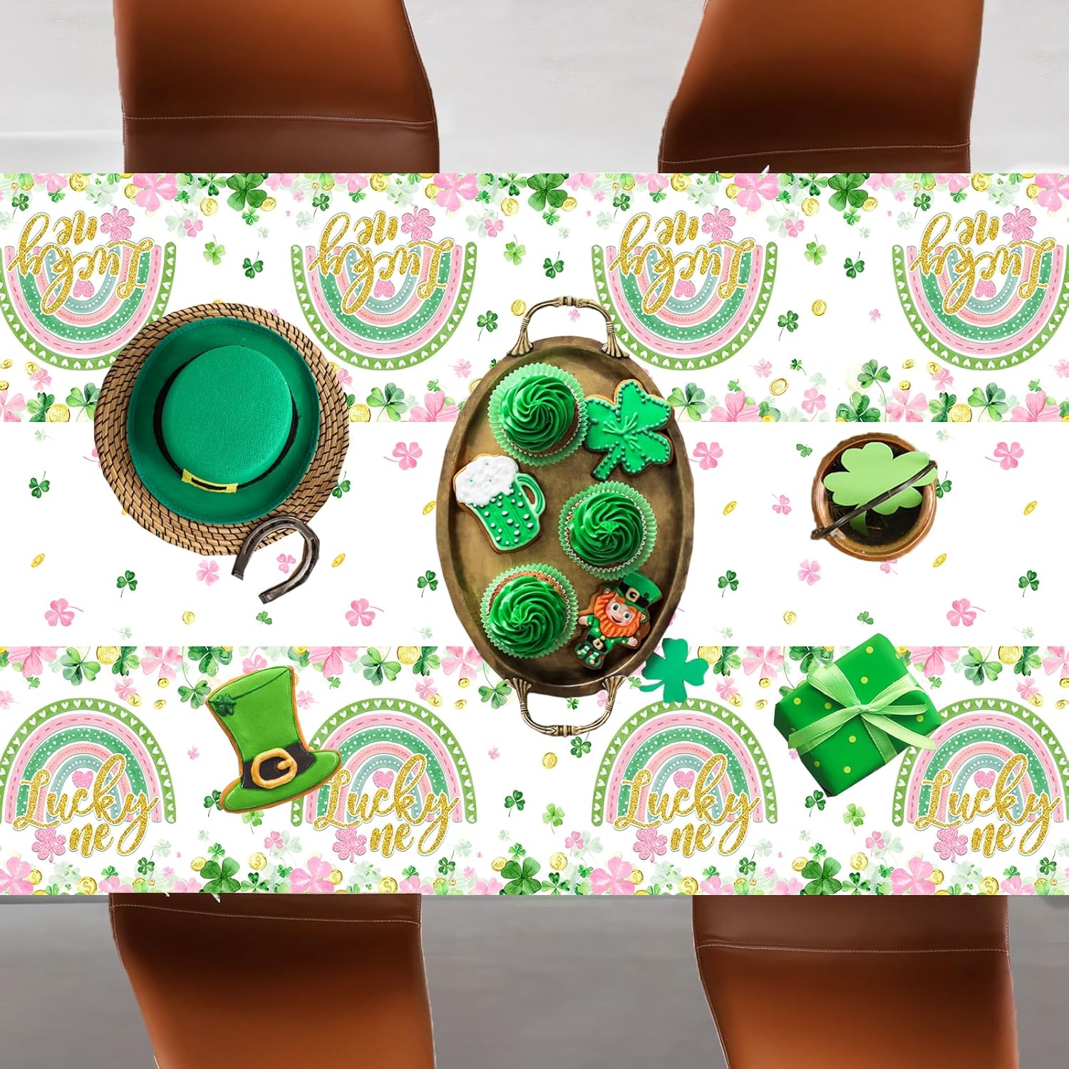 Lucky One St Patricks Day Tablecloth Set 3pcs for 1st Birthday