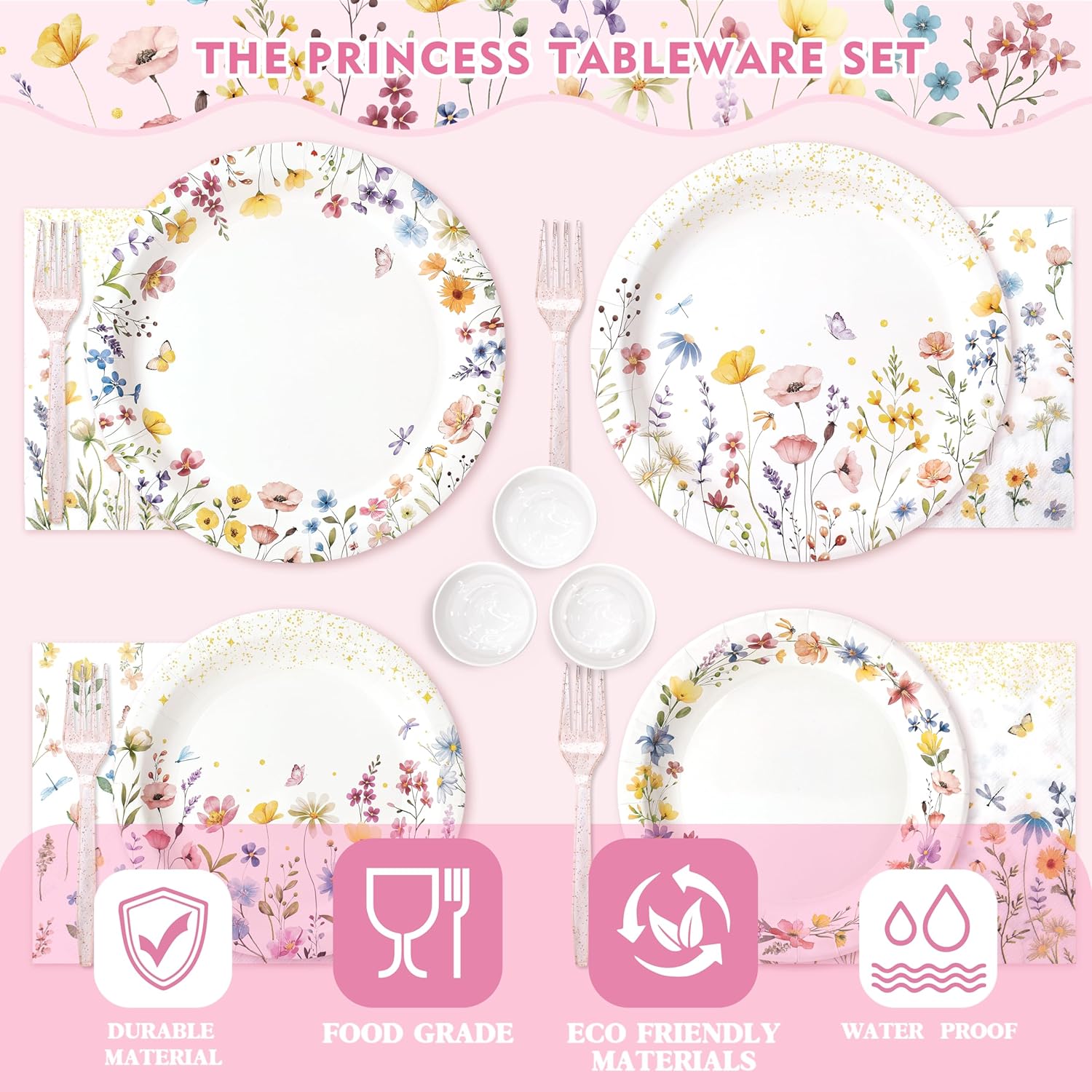 202PCS Wildflower Party Decor Set for 24 Guests