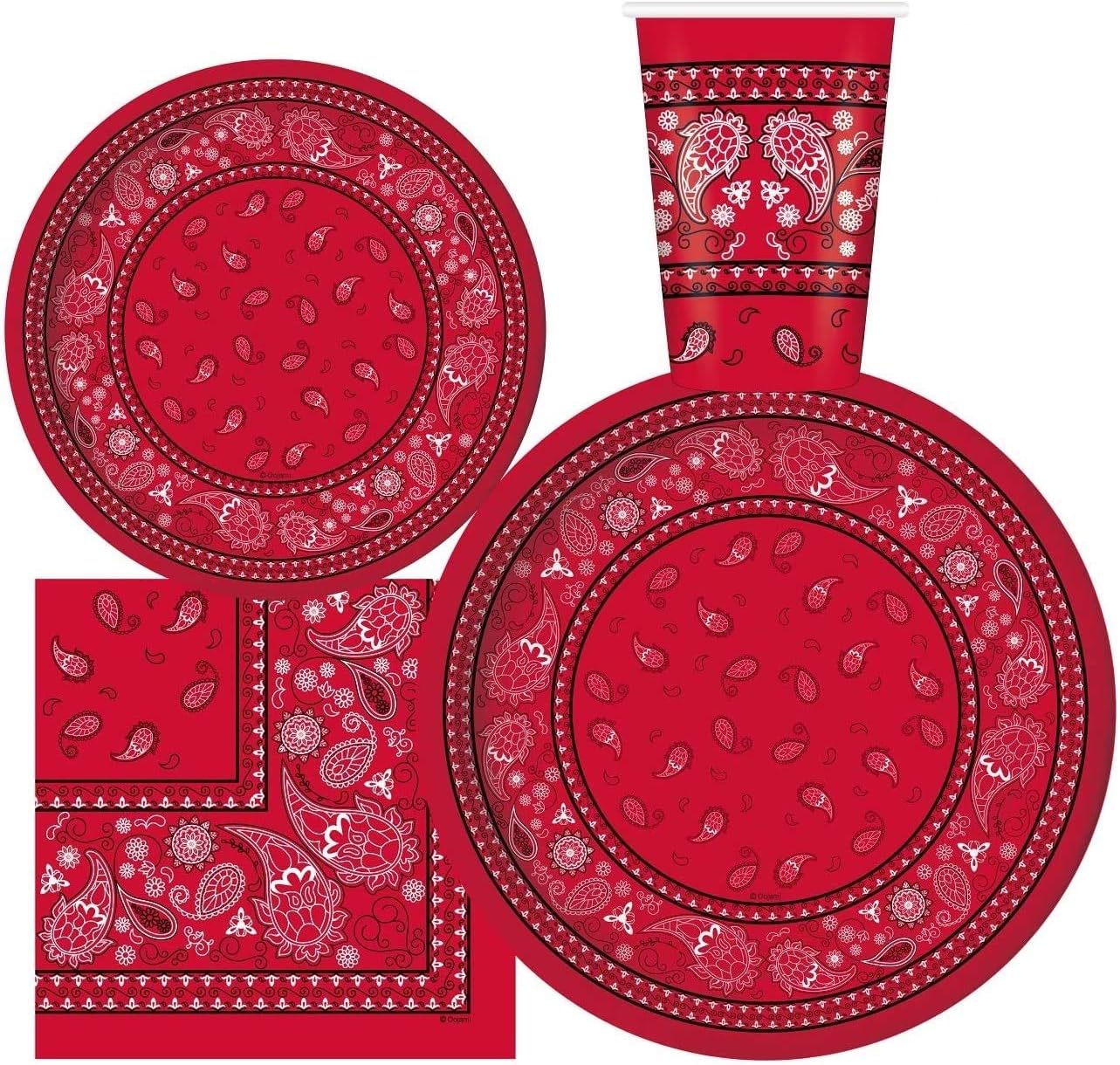 Oojami Serves 24 Red Bandana Party Set