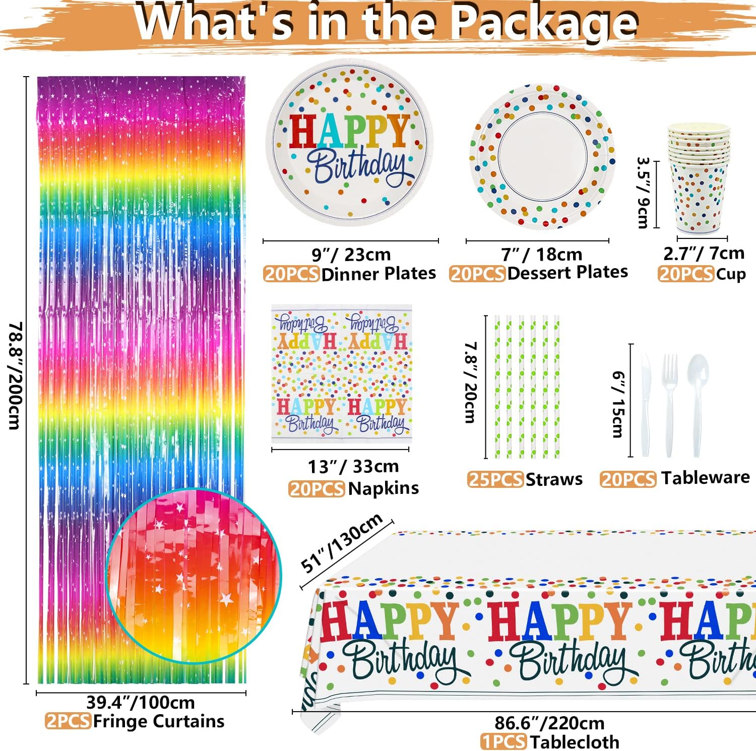 212 PCS Rainbow Party Decor Kit for 20 Guests