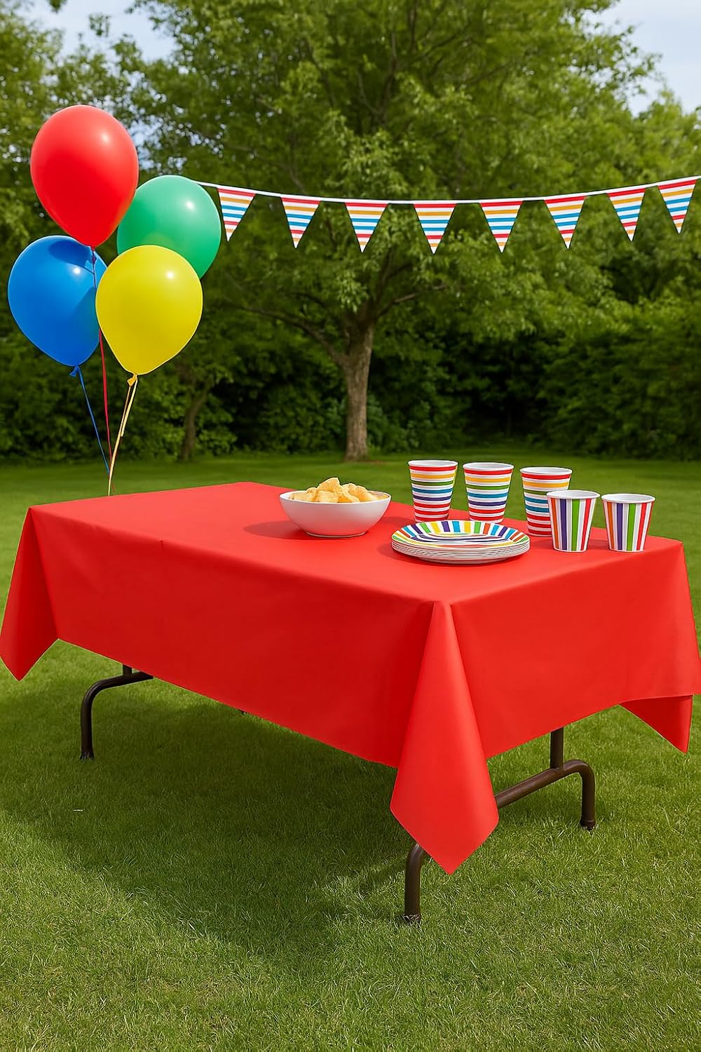 Oojami Disposable Plastic Table Covers 4 Pack 54x108 Red