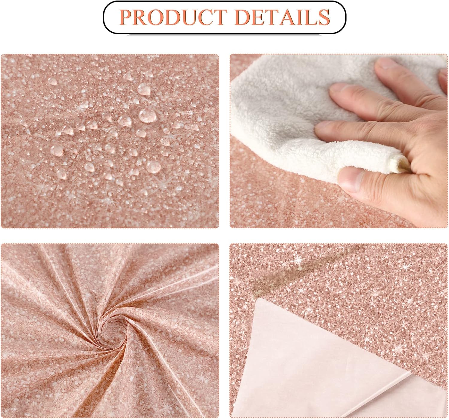 3 Pcs 54 x 108 Inch Pink Rose Gold Tablecloths for Parties