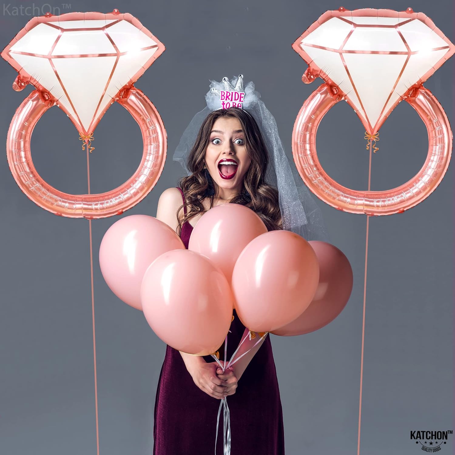 Rose Gold Diamond Ring Balloon - 31 Inch Pack of 2