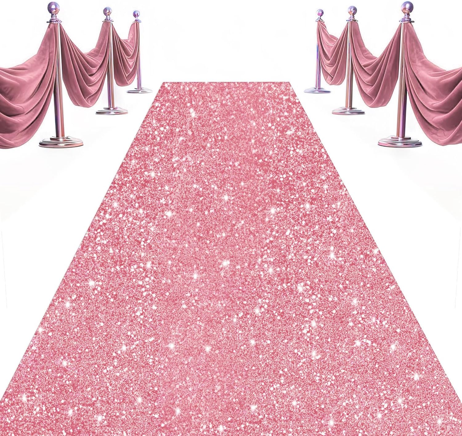 Pink Gold Sequin Aisle Runner 2ft x 15ft for Wedding