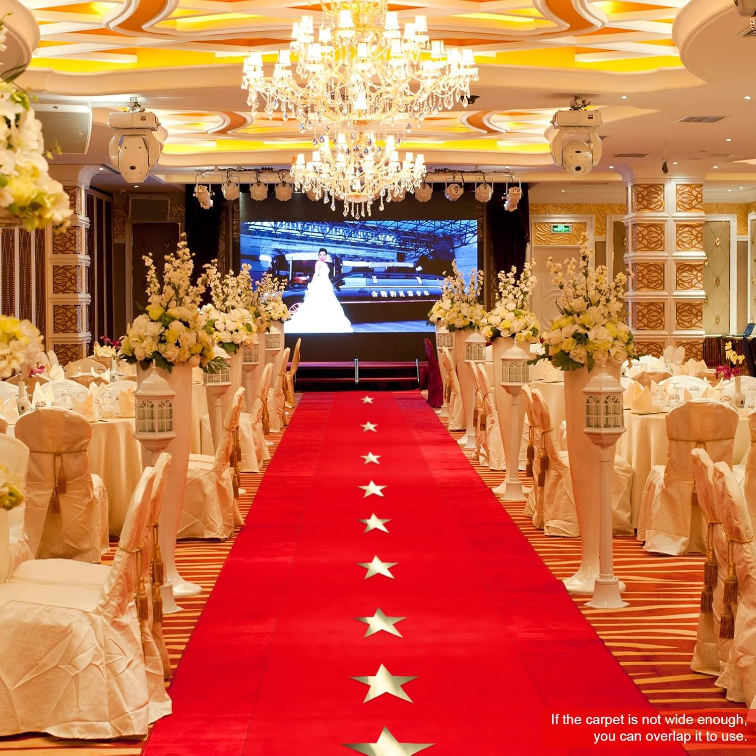 Shappy Red Carpet Runner with 20 Paper Stars 26x164ft