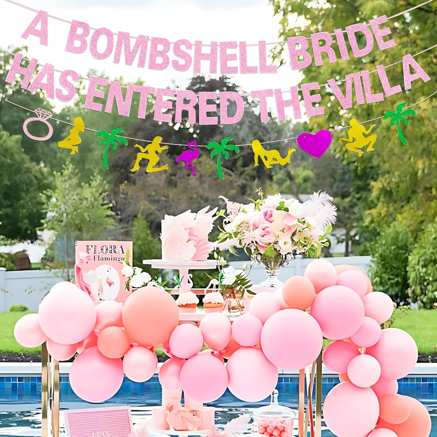 Bombshell Bride Has Entered The Villa Mylar Balloon Banner