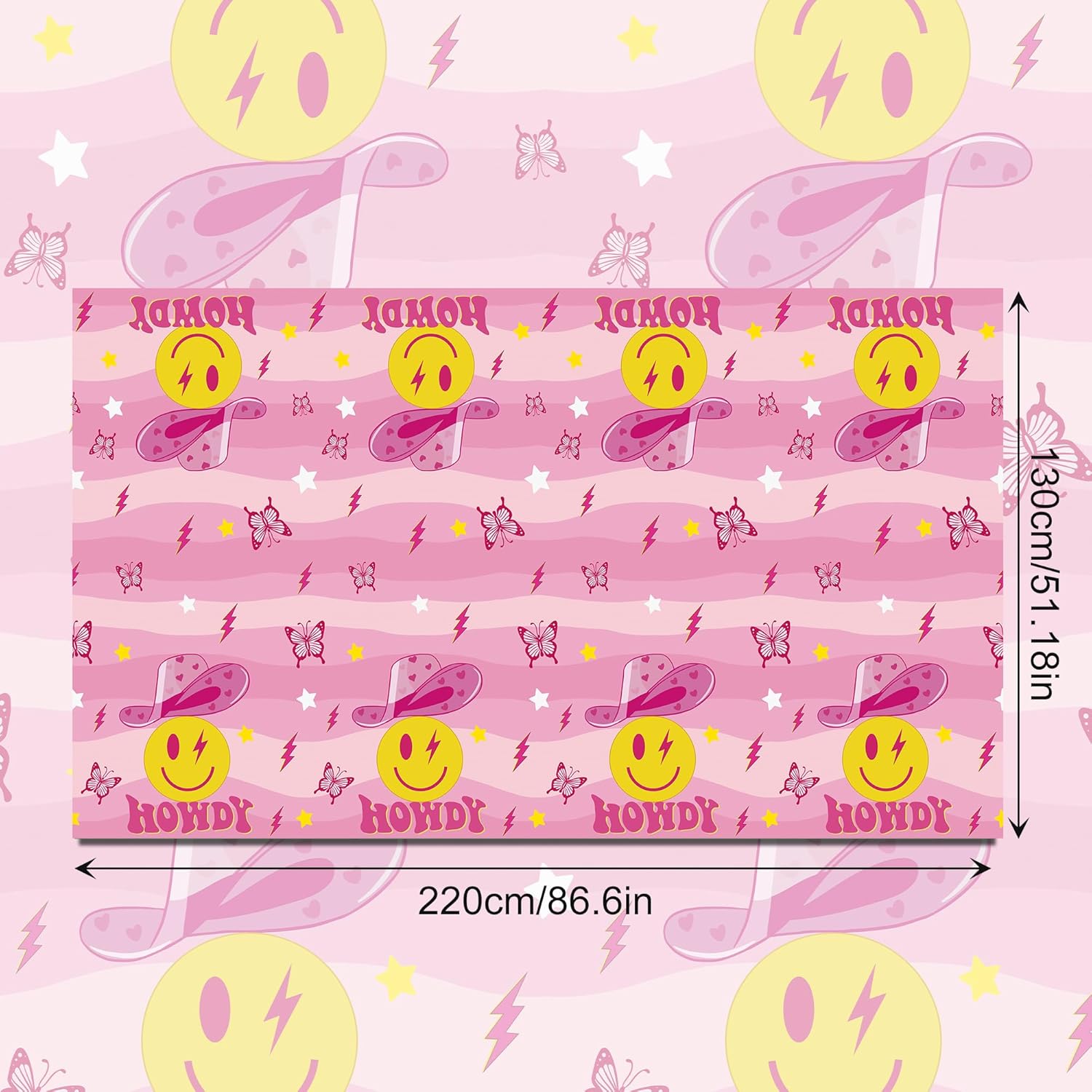 3 Pack Preppy Pink Smile Face Tablecloths