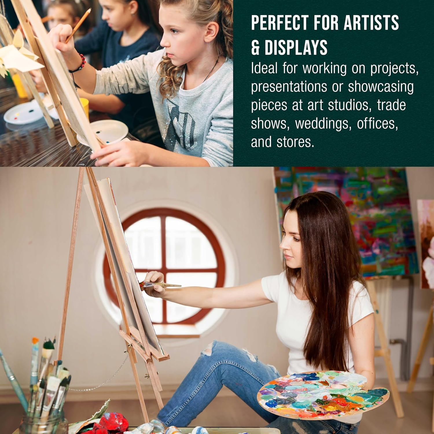 US Art Supply 64 inch Wooden Easel Stand
