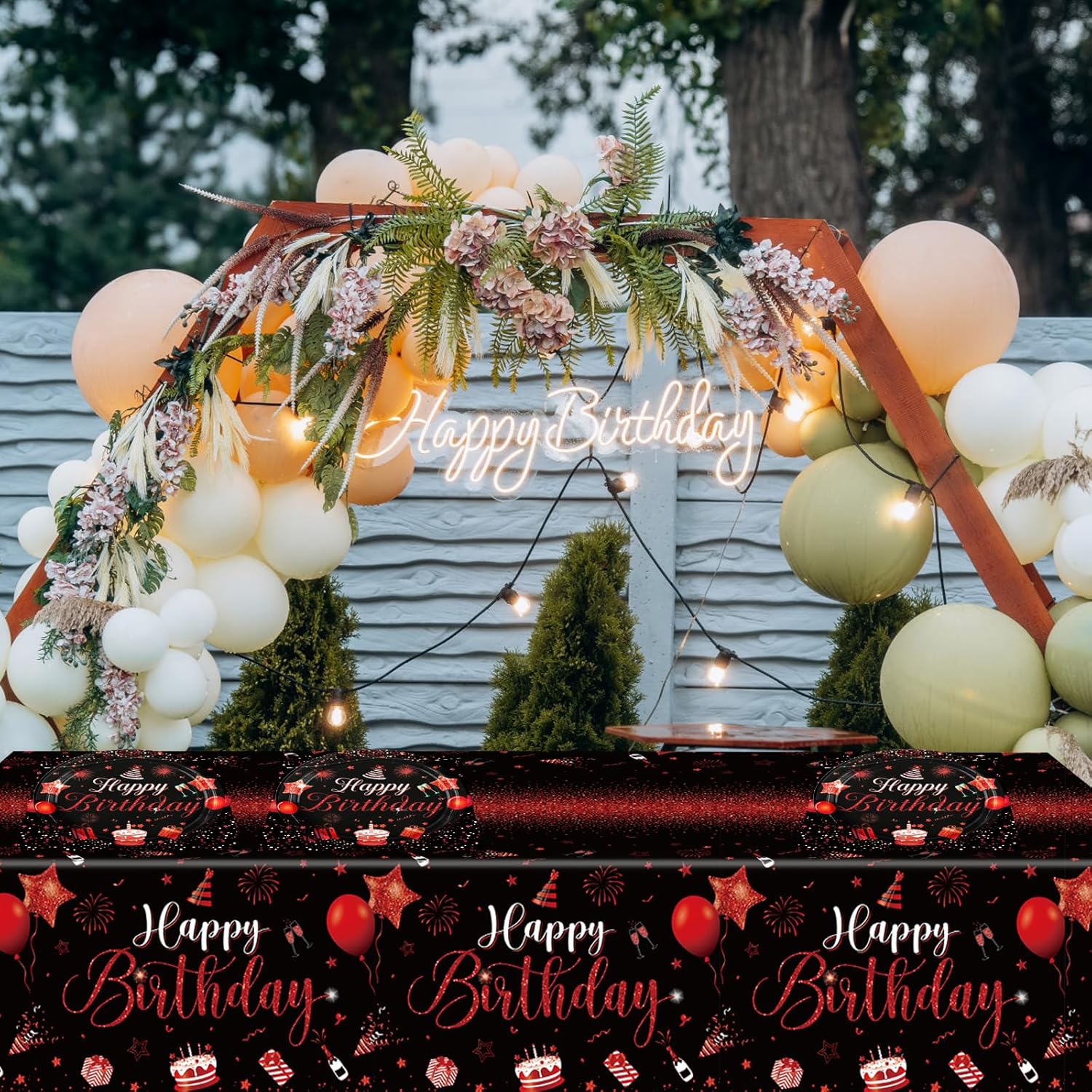 Red And Black Birthday Decorations Party Supplies Set
