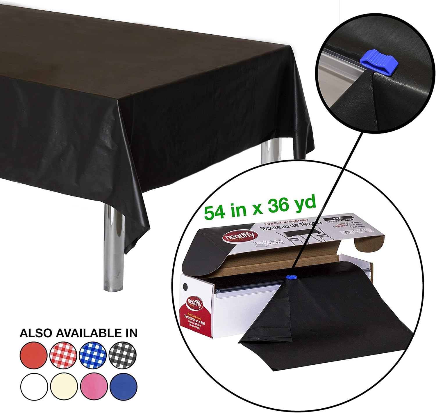 Neatiffy Disposable Tablecloth Roll Black 54 in x 108 ft