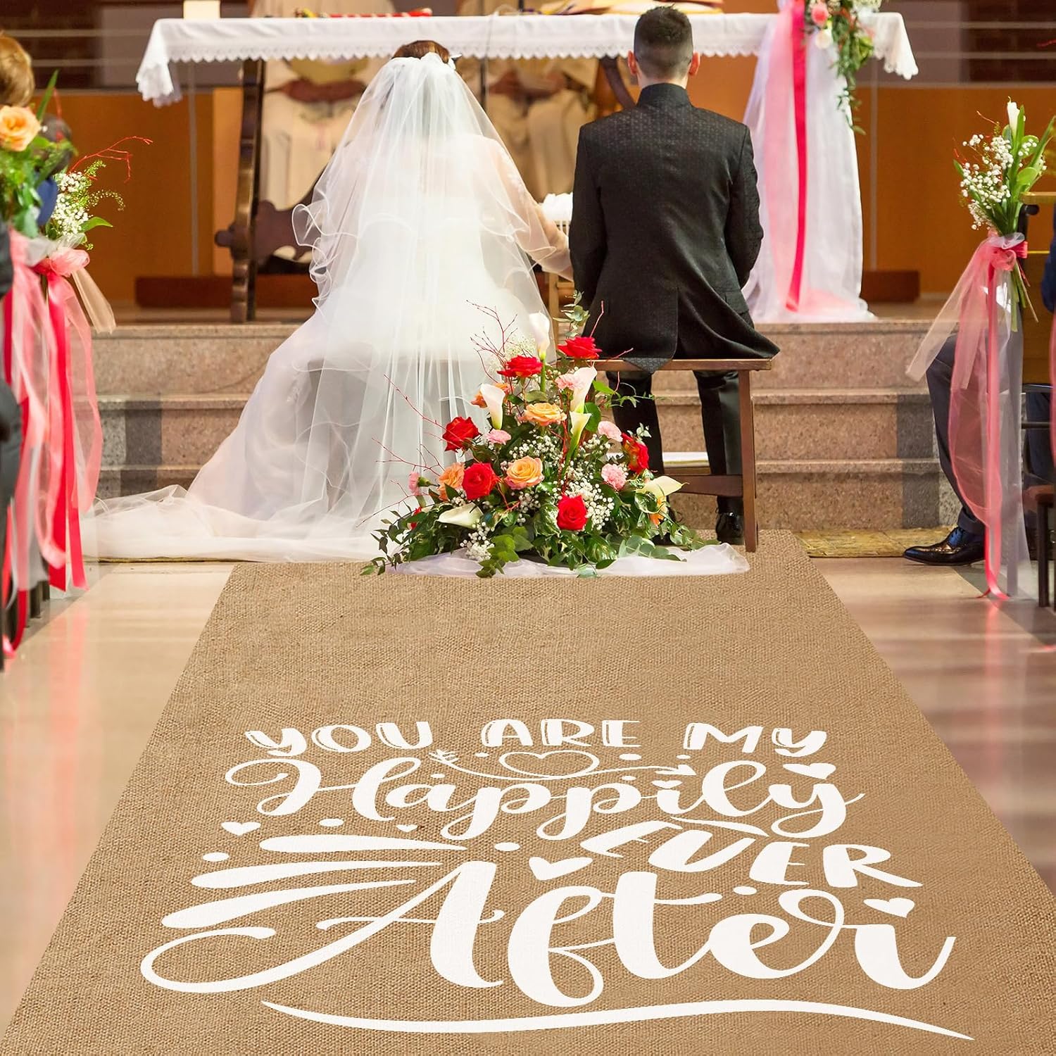 Tudomro 40 Inch x 50 Ft Natural Burlap Wedding Aisle Runner 1