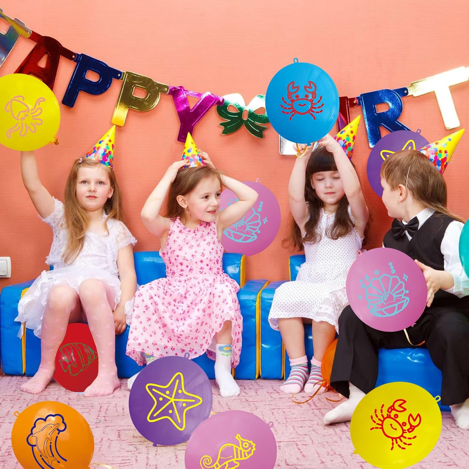 24 Pcs Sea Animals Punch Balloons Ocean Party Decorations