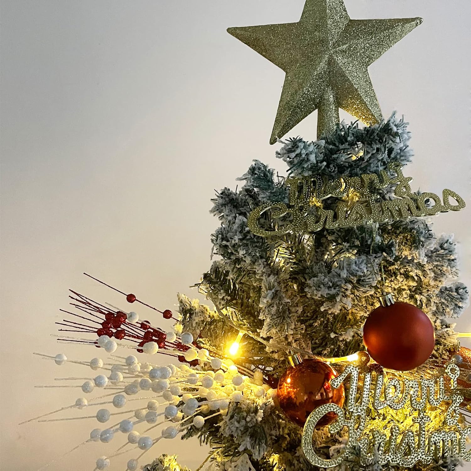 Christmas Glitter Berry Stem Decorations 24 PCS