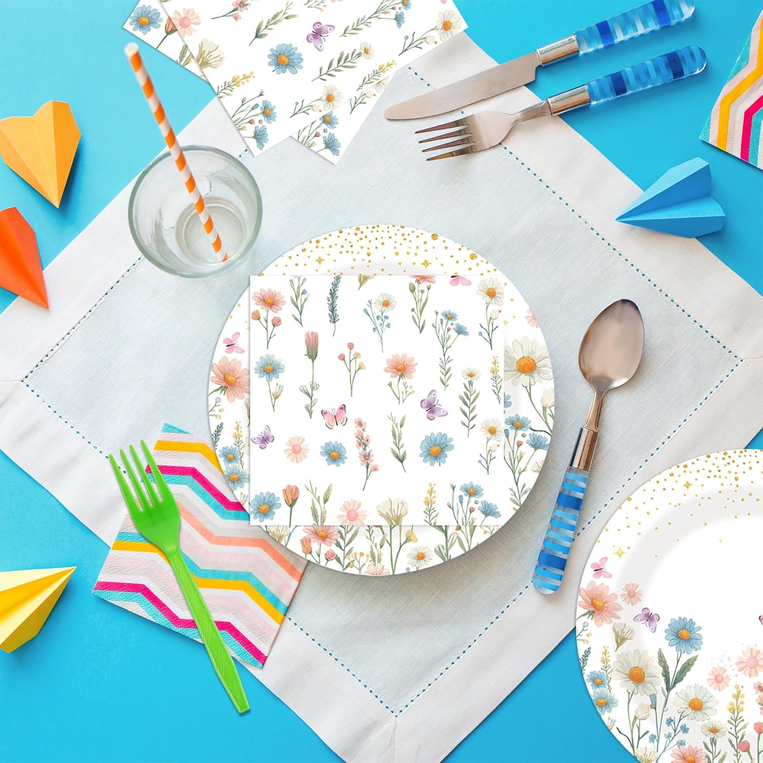 40PCS Floral Paper Plates and Napkins Party Set