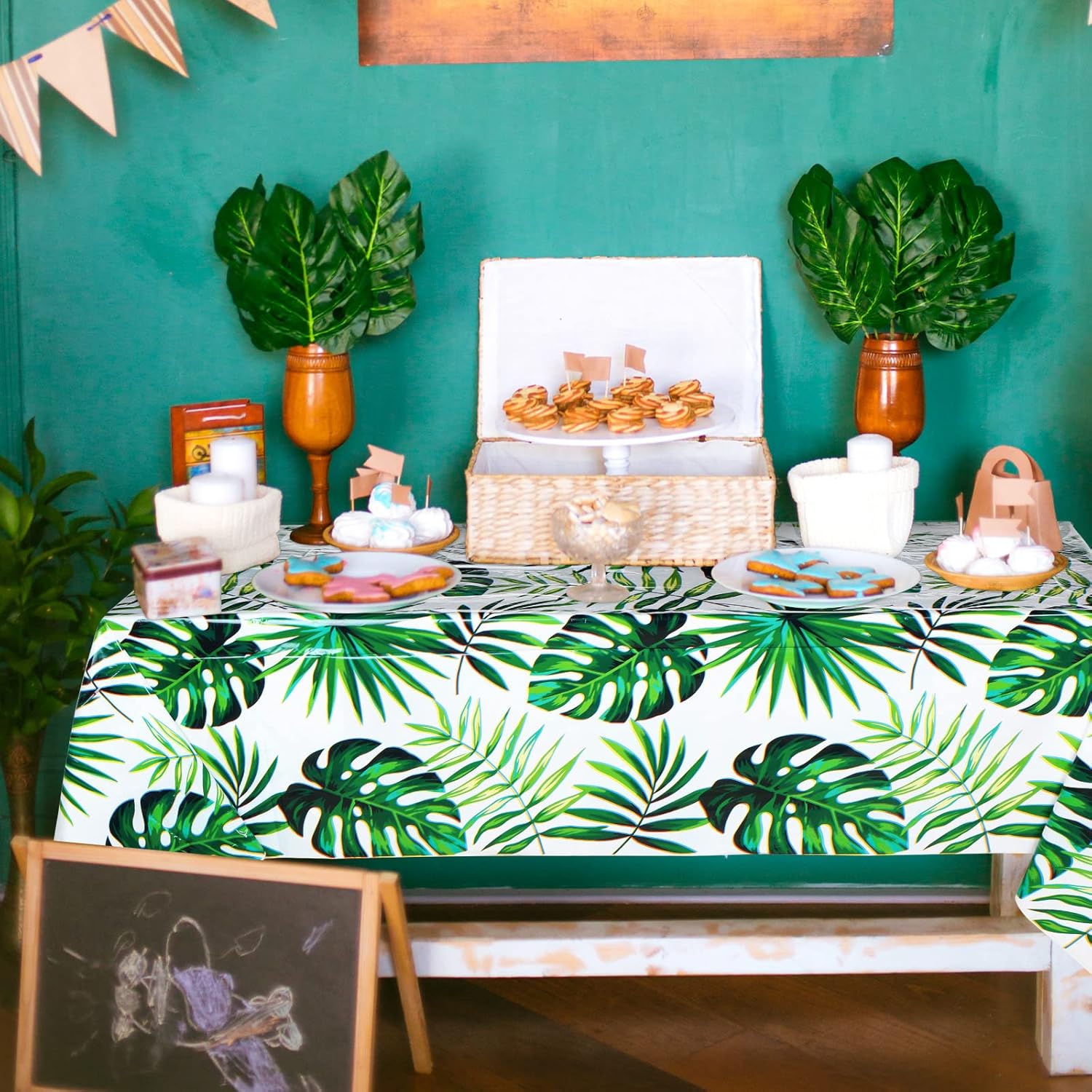 Mixweer 6 Pcs Hawaiian Luau Tablecloths for Party Decoration