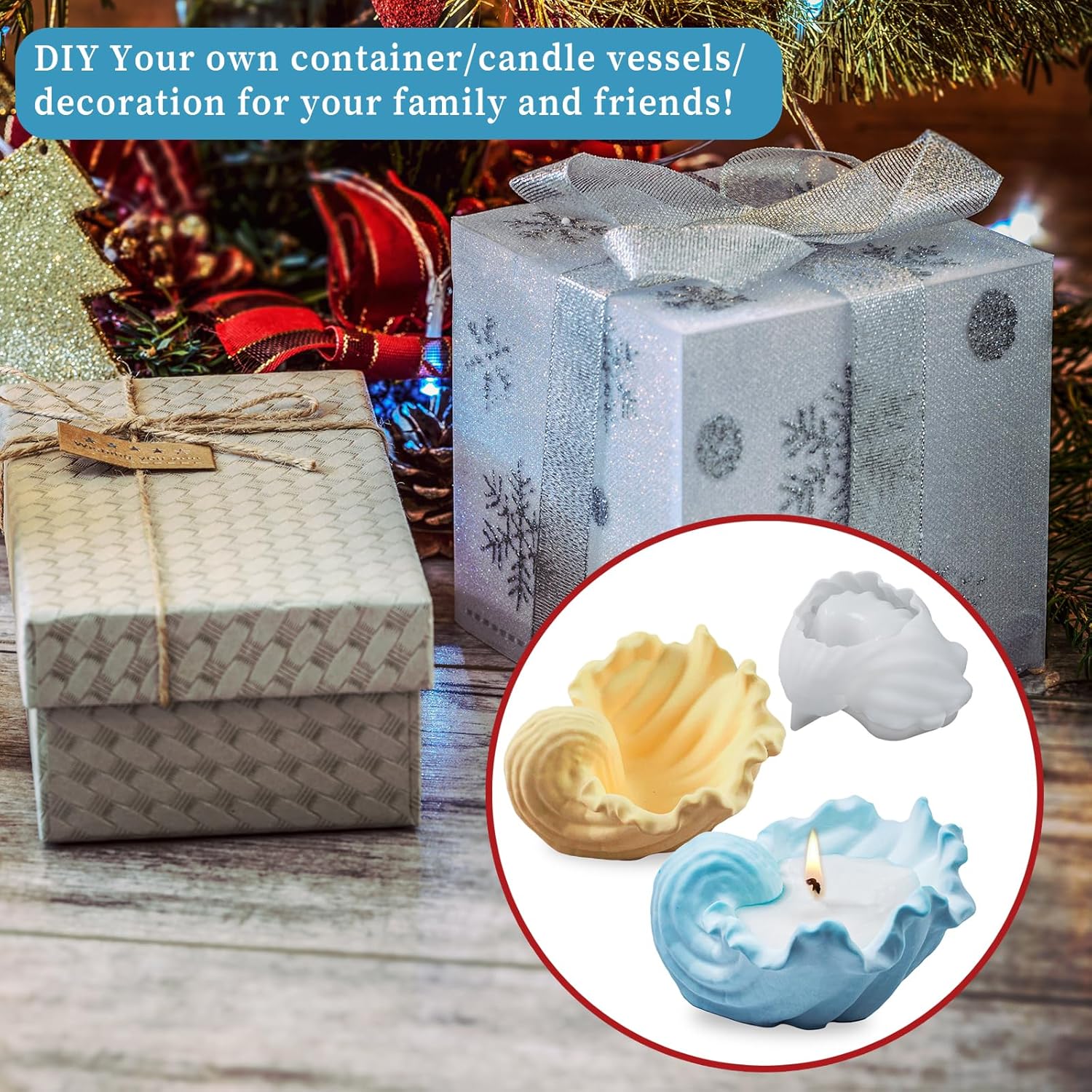 Wehous Resin Molds Silicone Mica Glitter Jewelry Candle Holder Storage Craft Kit