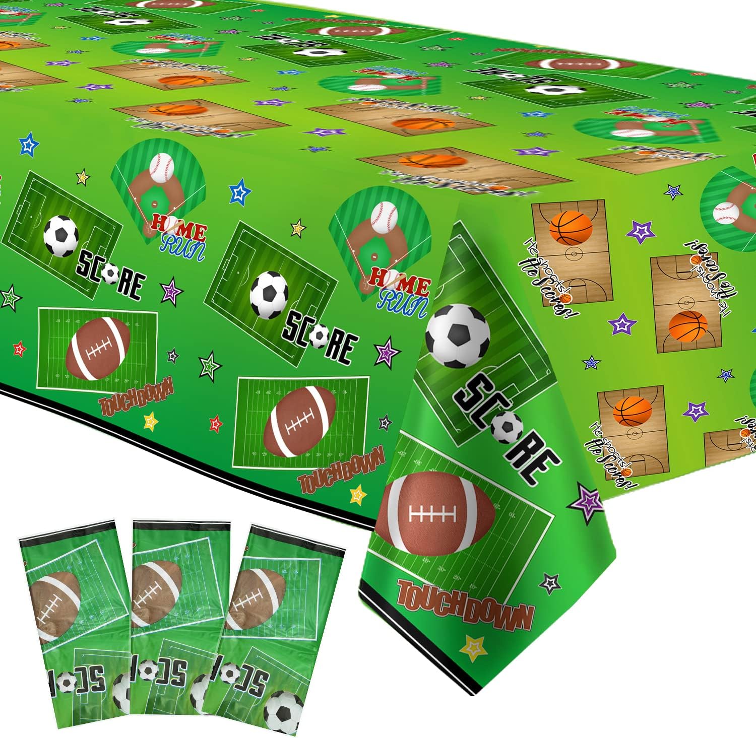Xigejob Sports Party Tablecloth Set 3 Pack 54x108 Inch