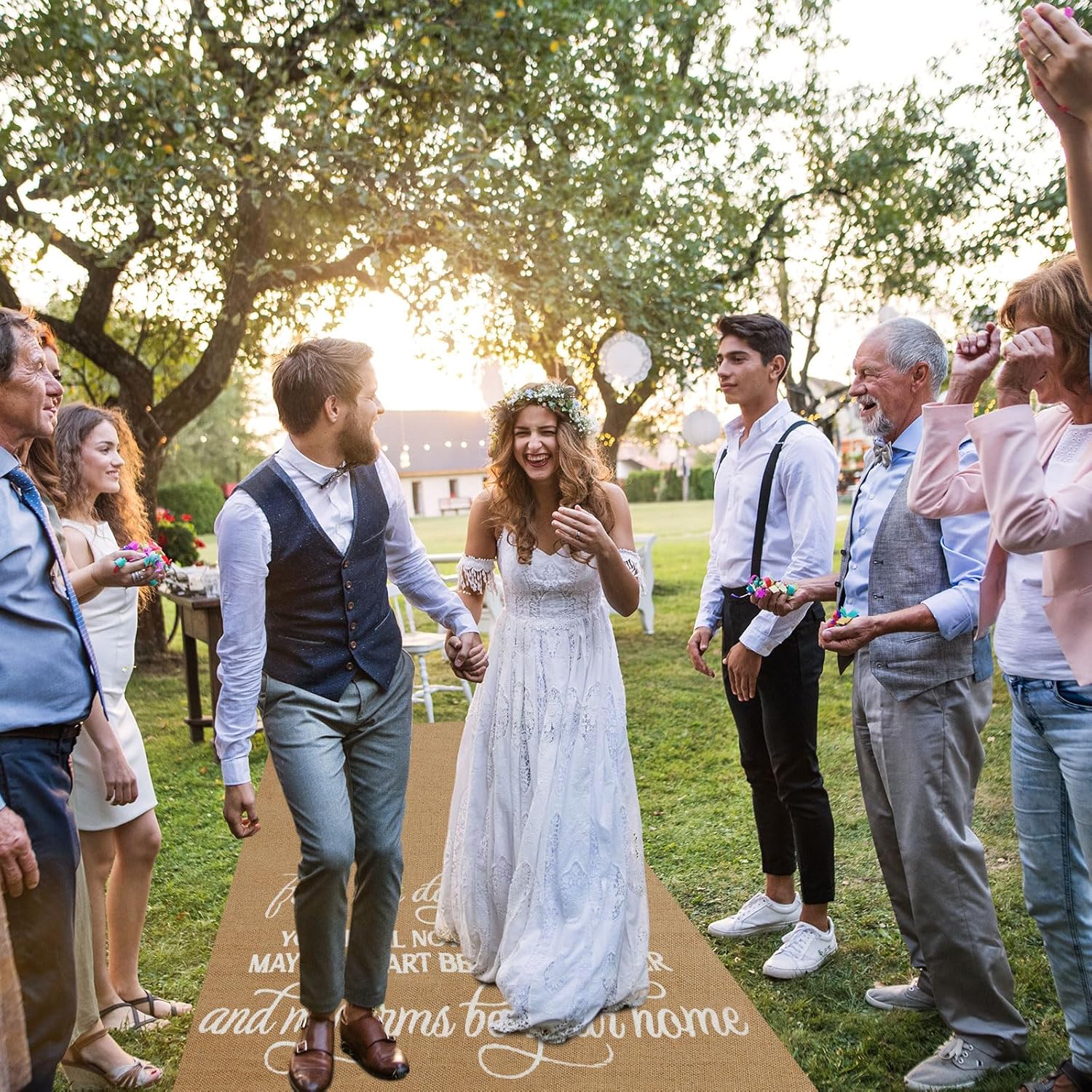 Tudomro 40 Inch x 50 Ft Natural Jute Wedding Aisle Runner