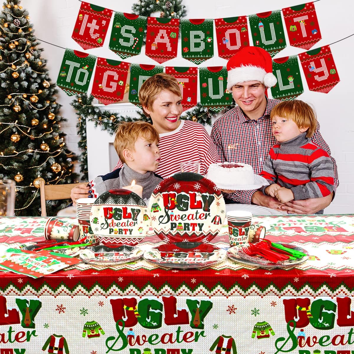 Ugly Sweater Christmas Party Tableware Set