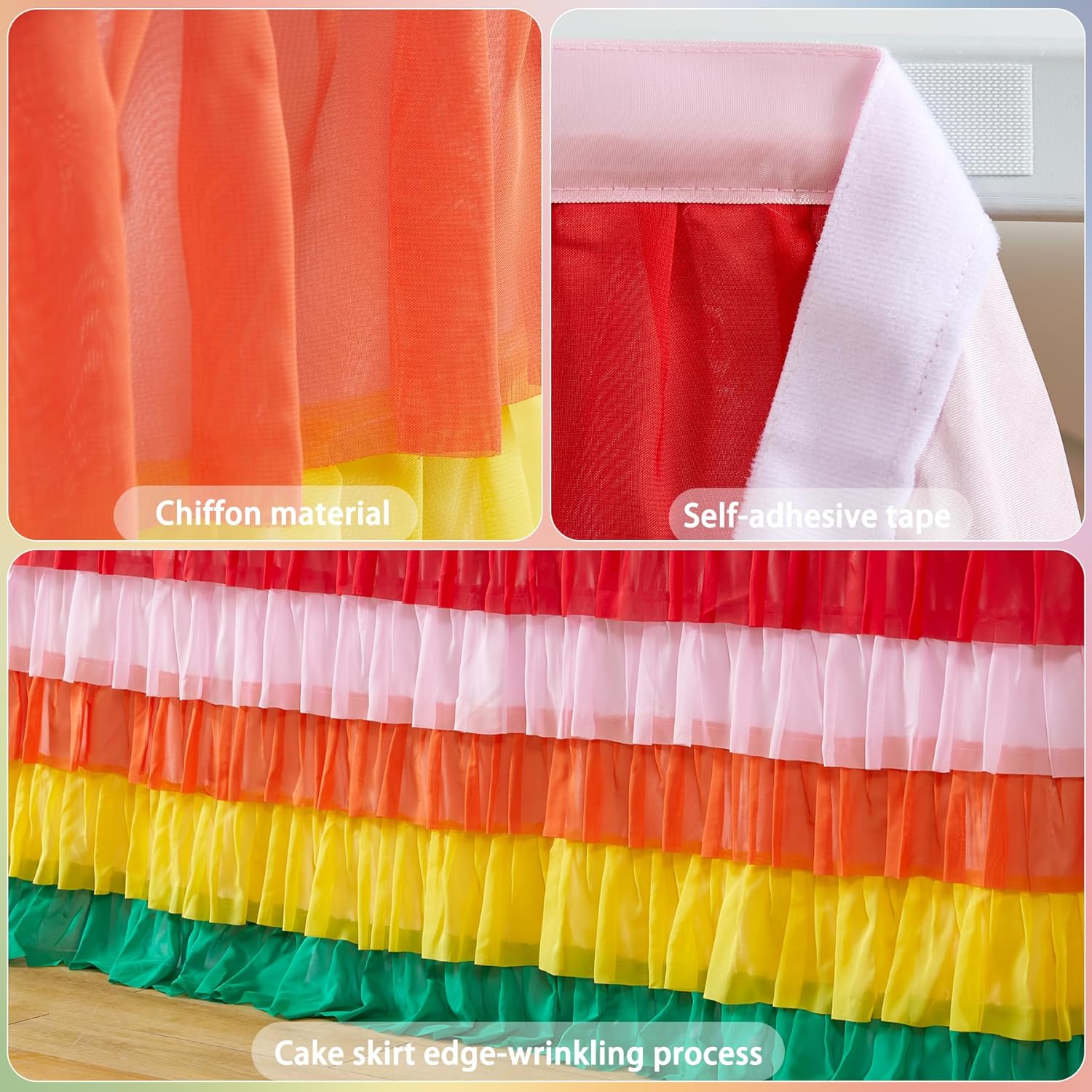 Rainbow Tutu Table Skirt 9ft for Birthday Party Decorations