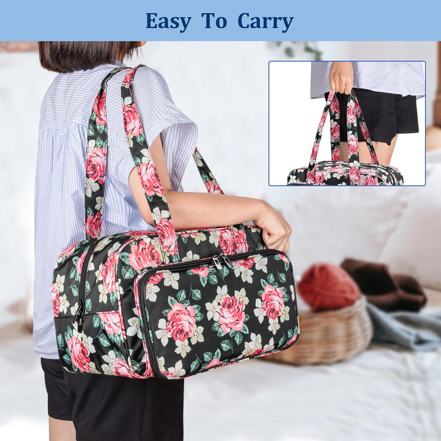 Teamoy Yarn Storage Tote Bag for Knitting and Crochet