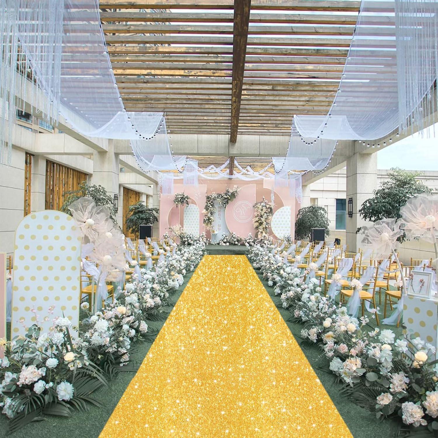FUHSY Gold Aisle Runner for Wedding Ceremony