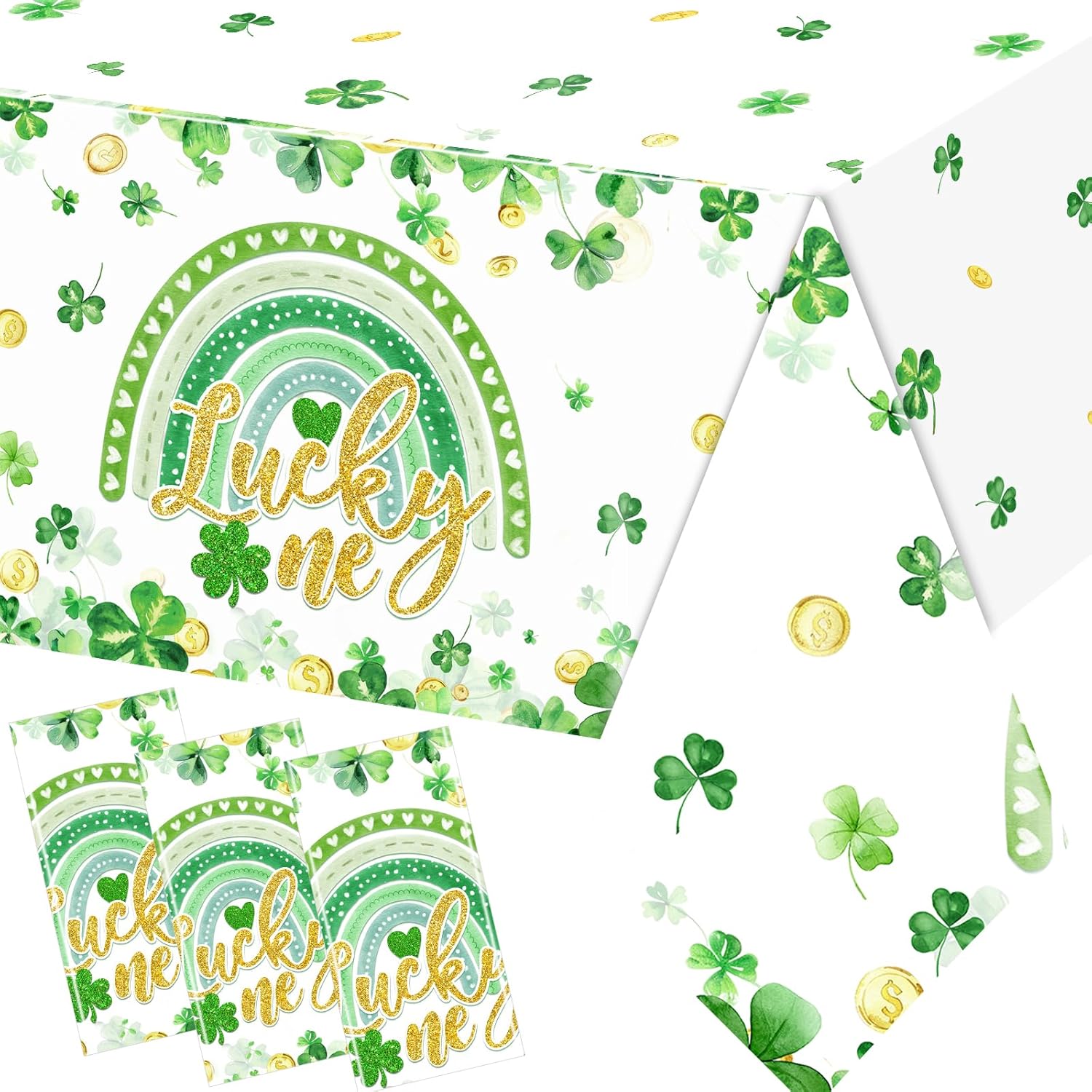 Lucky One Birthday Decorations Tablecloth 3pc Set