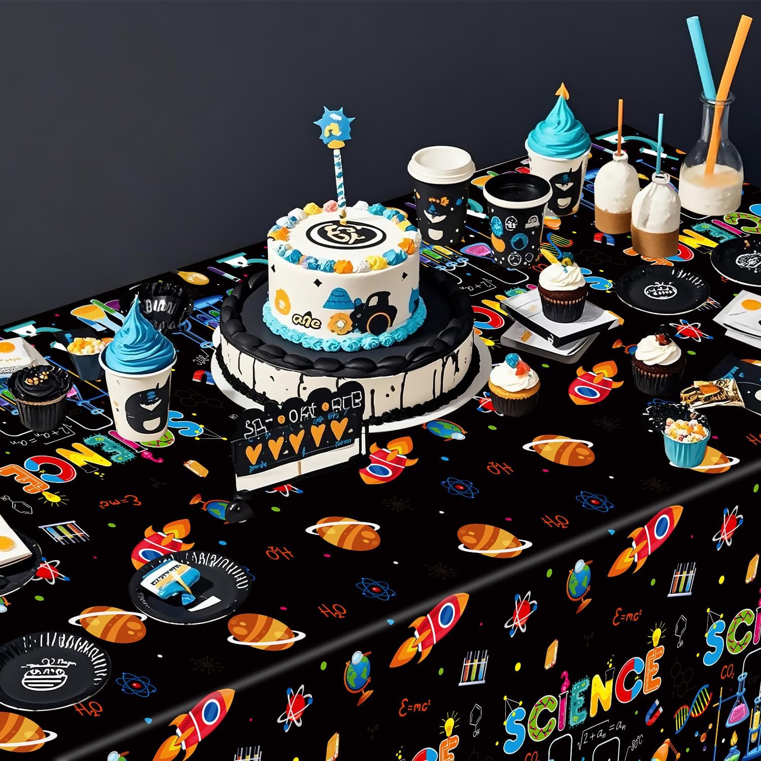 4 Pack Science Party Decorations Table Covers 54x86 Inch
