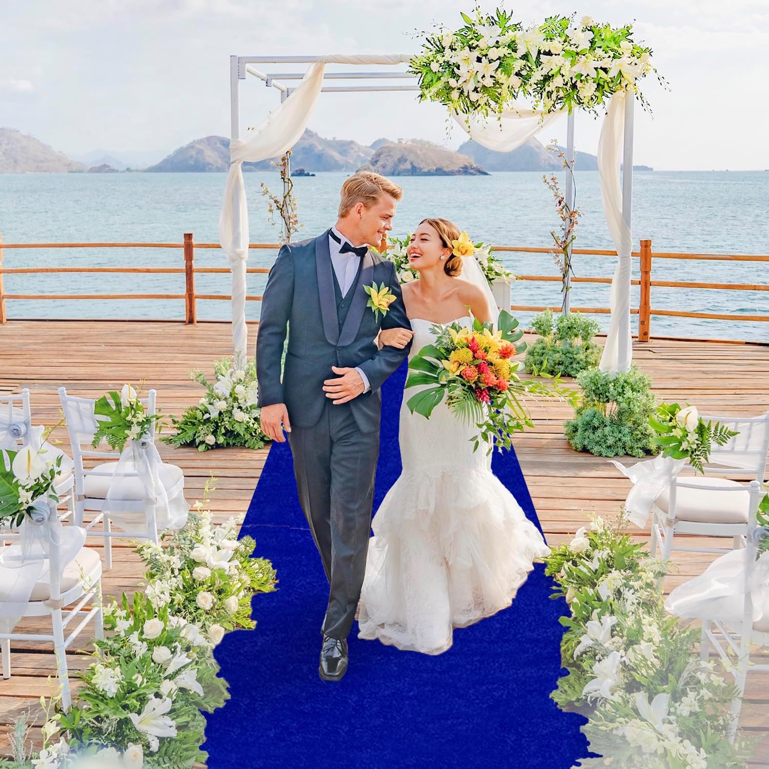 Velvet Blue Aisle Runner for Wedding 2FTx15FT Carpet Decor