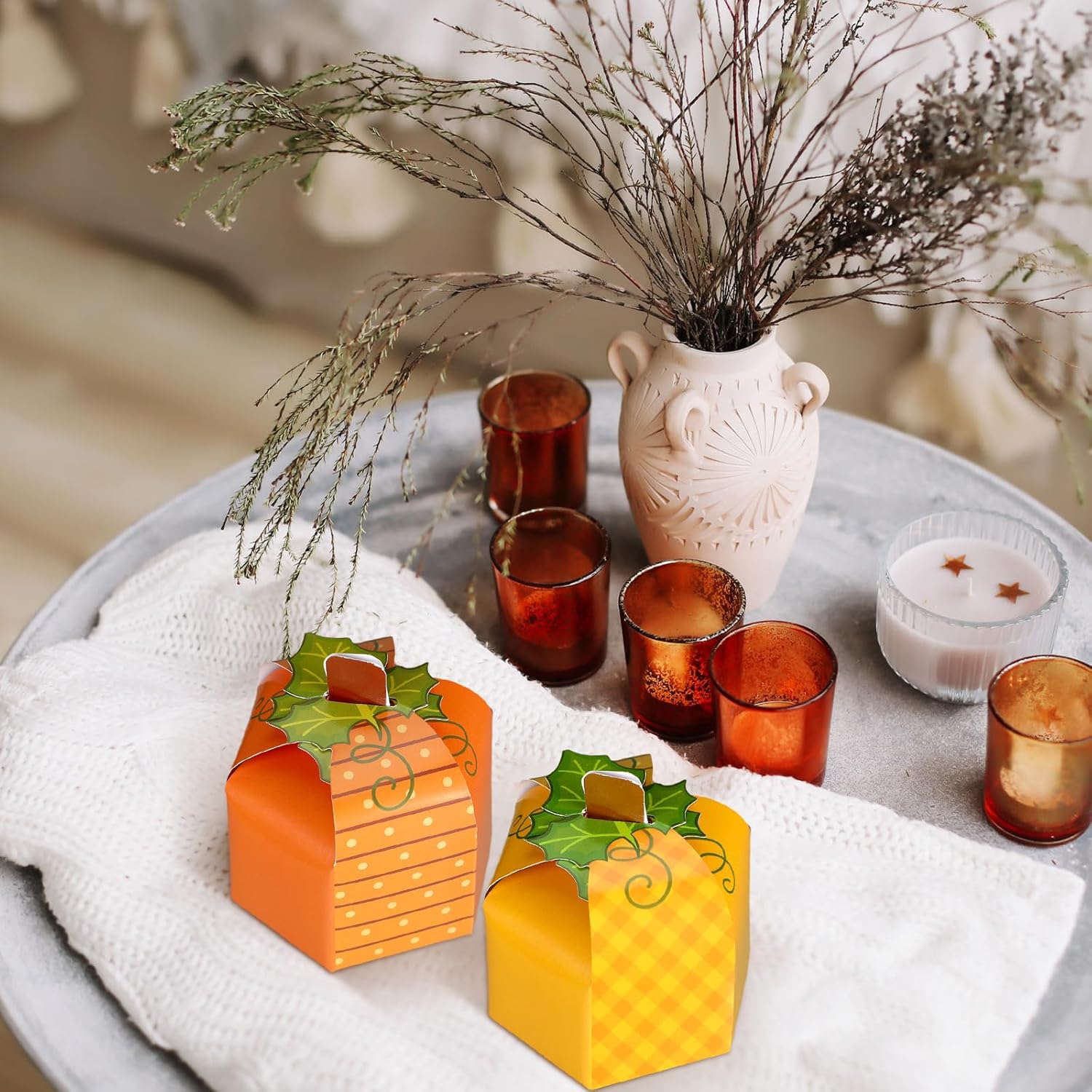 Cholemy 30 Pcs Pumpkin Party Favor Box