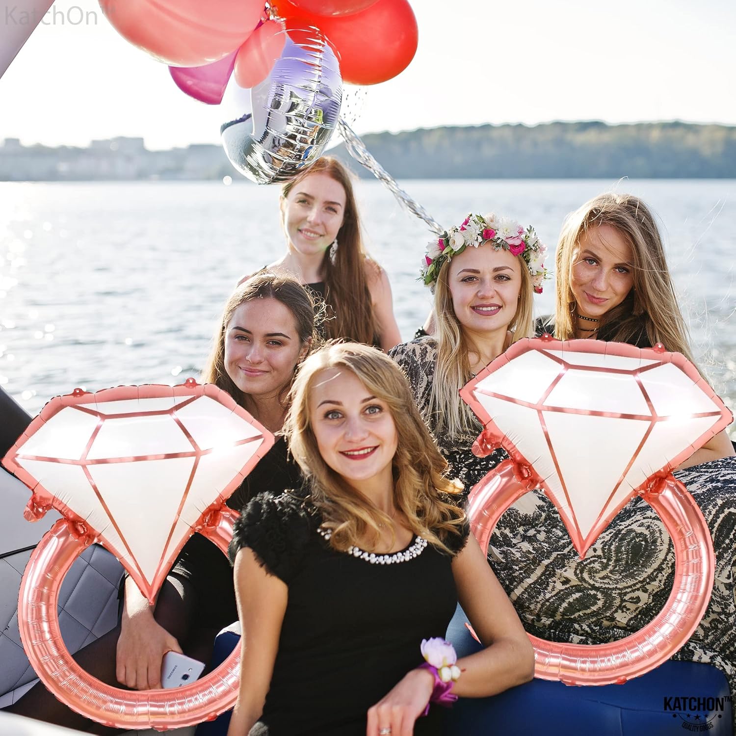 Rose Gold Diamond Ring Balloon - 31 Inch Pack of 2