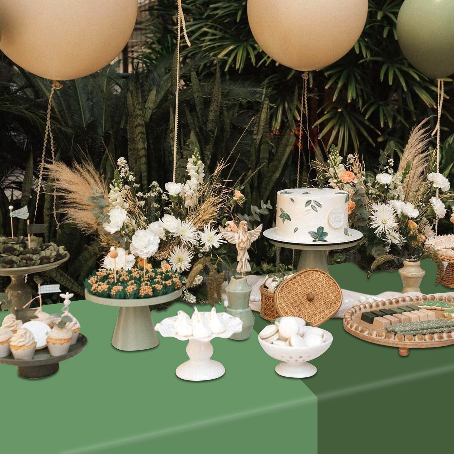 4Pcs Sage Green Tablecloths Rectangle Set for Parties