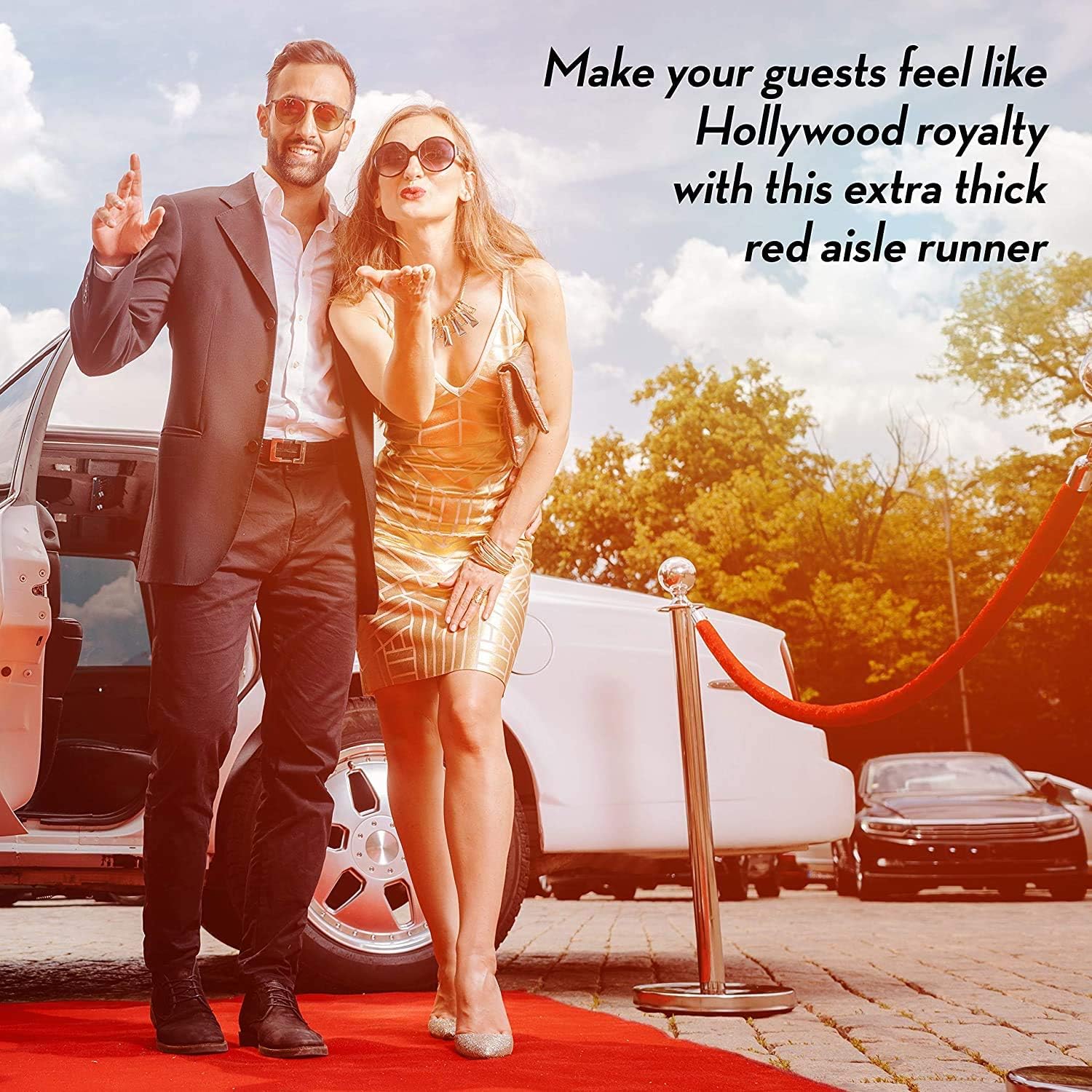 Red Carpet Runner for Party - Thick Durable Felt Non-Slip Grip Dots