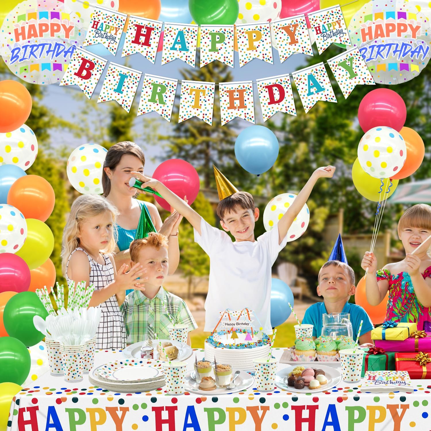 212 PCS Rainbow Party Decor Kit for 20 Guests