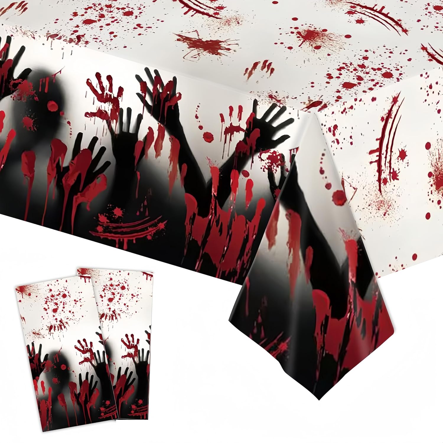 Halloween Plastic Tablecloth 2PCS 108x54In for Horror Party