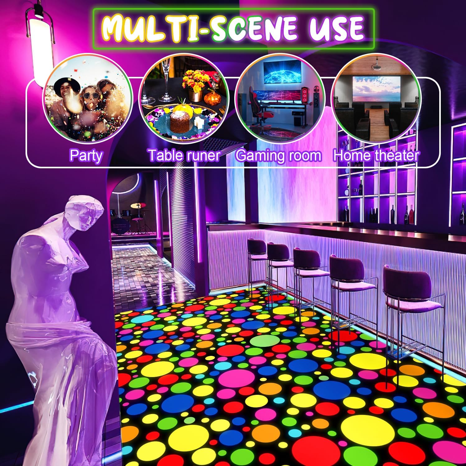 UNICORN ELEMENT Neon Dance Floor Runner 787x59 Inch