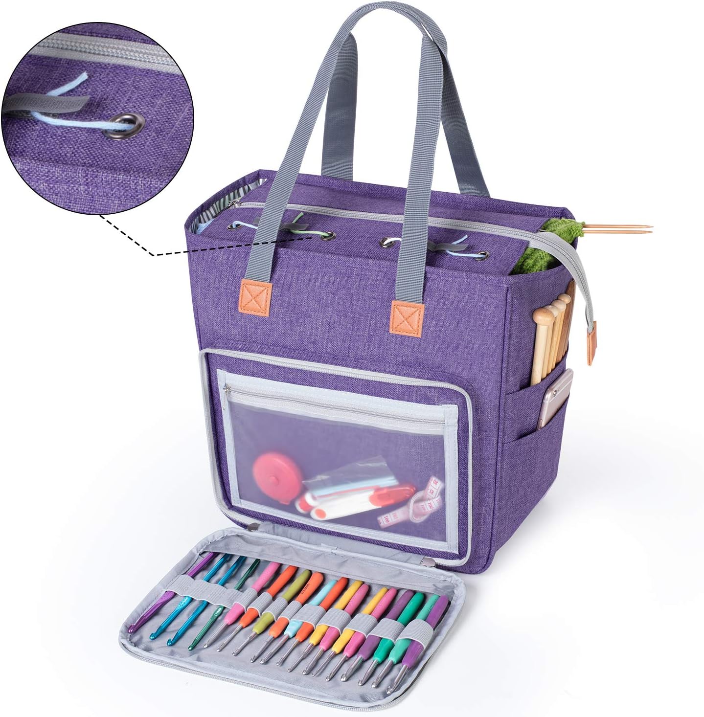 LUXJA Knitting Tote Bag Purple