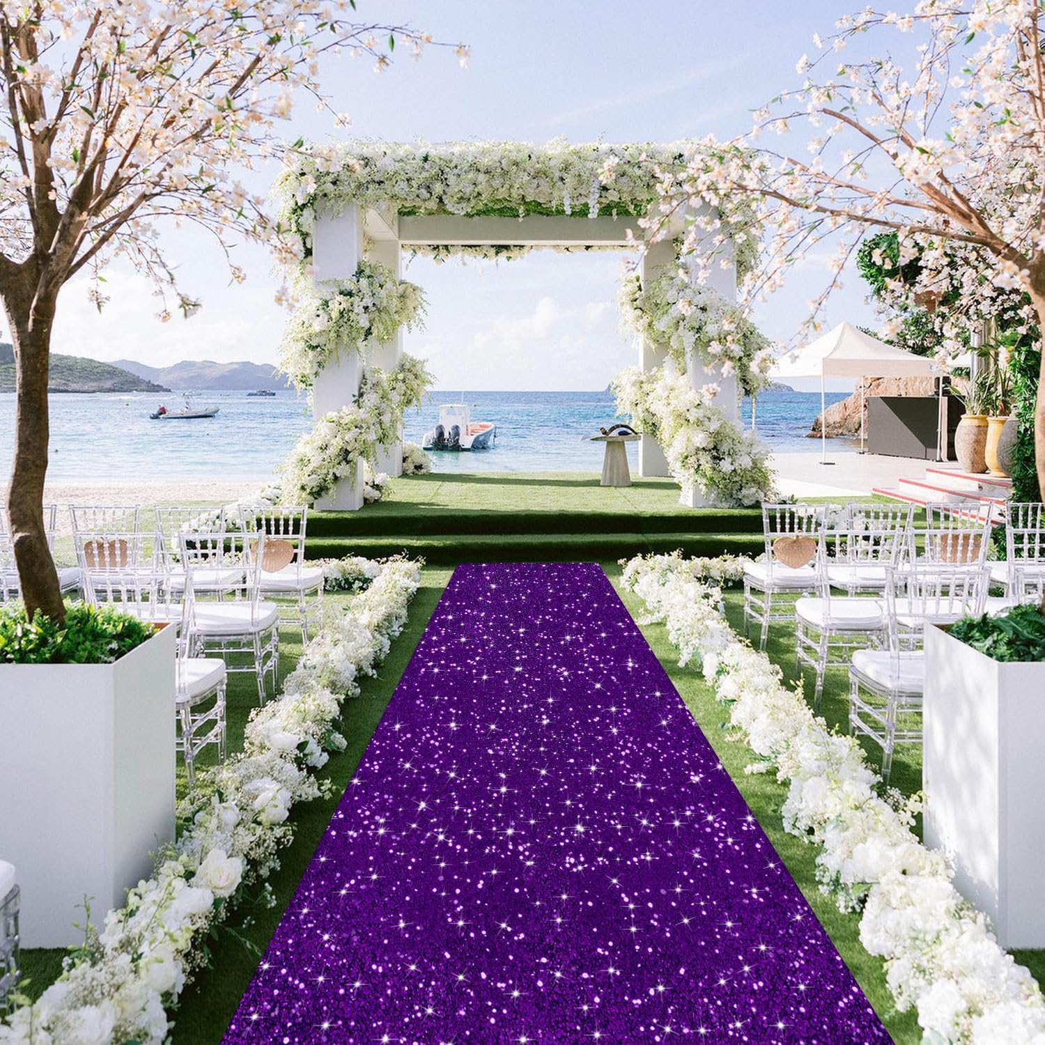 Purple Sequin Aisle Runner 4x20FT Wedding Carpet