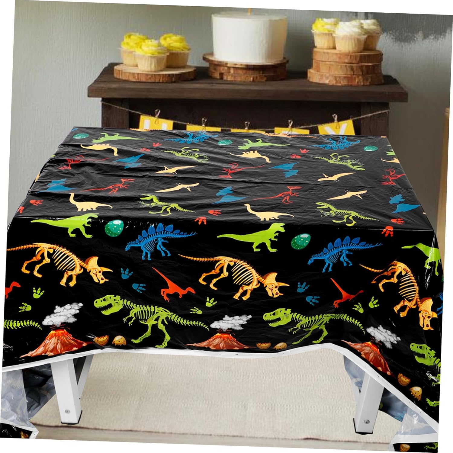 VICASKY Dinosaur Themed Birthday Tablecloth for Parties and Gatherings