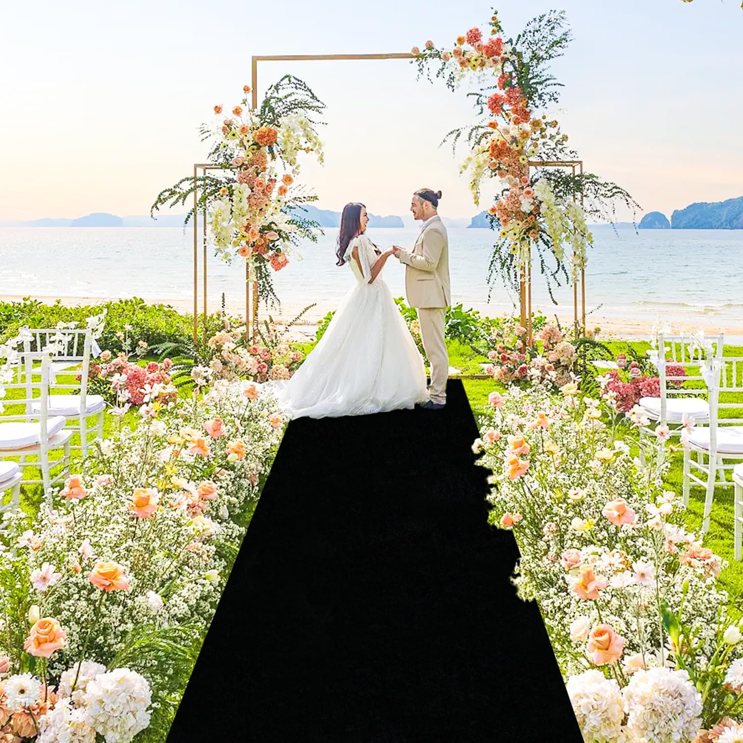 Black Velvet Aisle Runner for Wedding 24In x 15FT