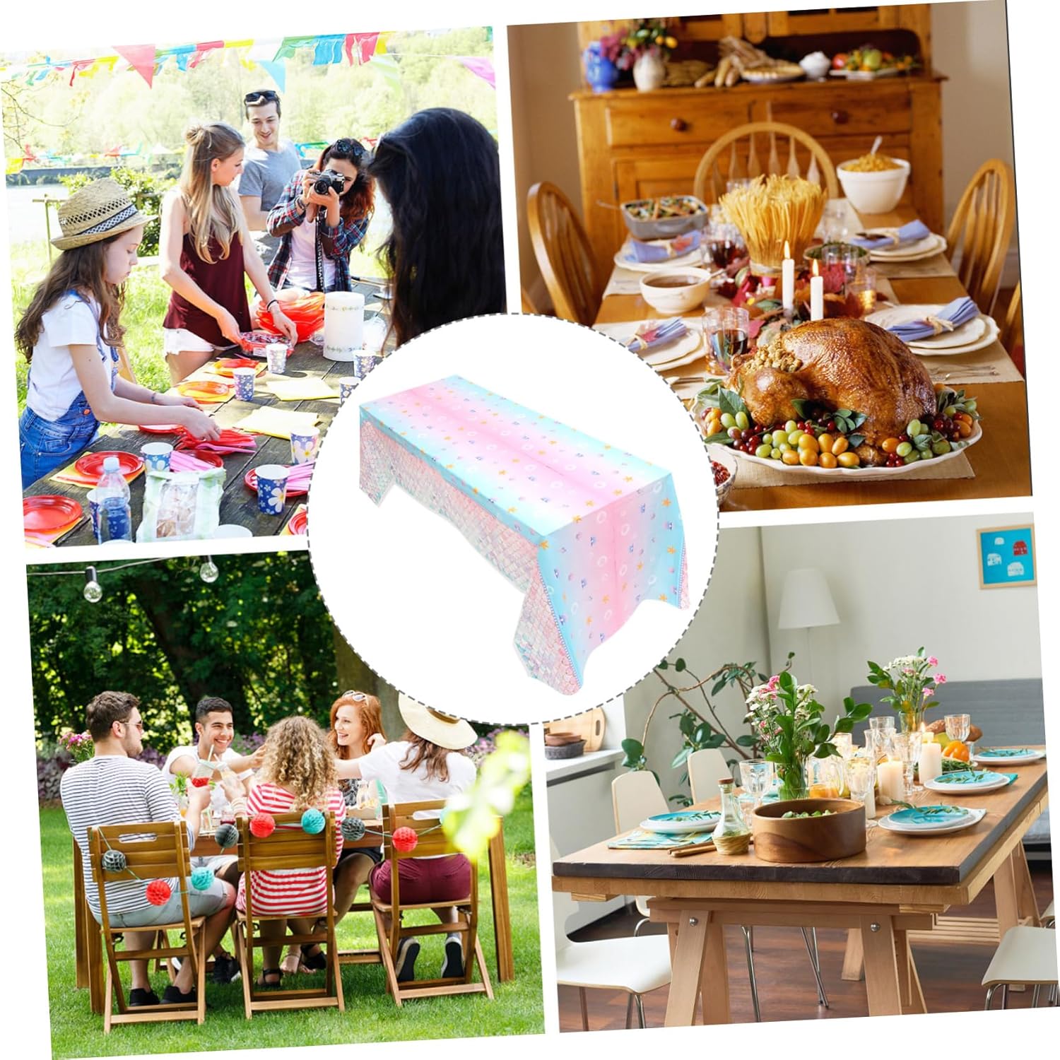 Unomor Mermaid Themed Birthday Tablecloth for Boys and Girls