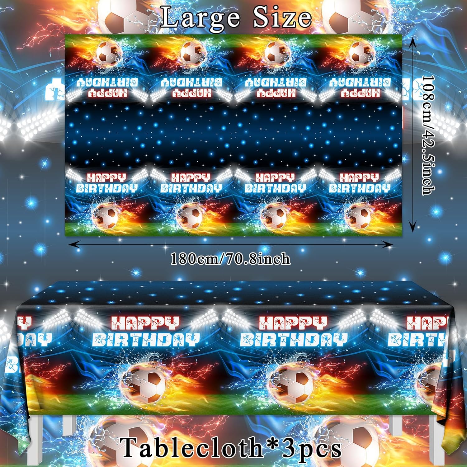 3Pcs Soccer Table Cloth Soccer Birthday Decorations