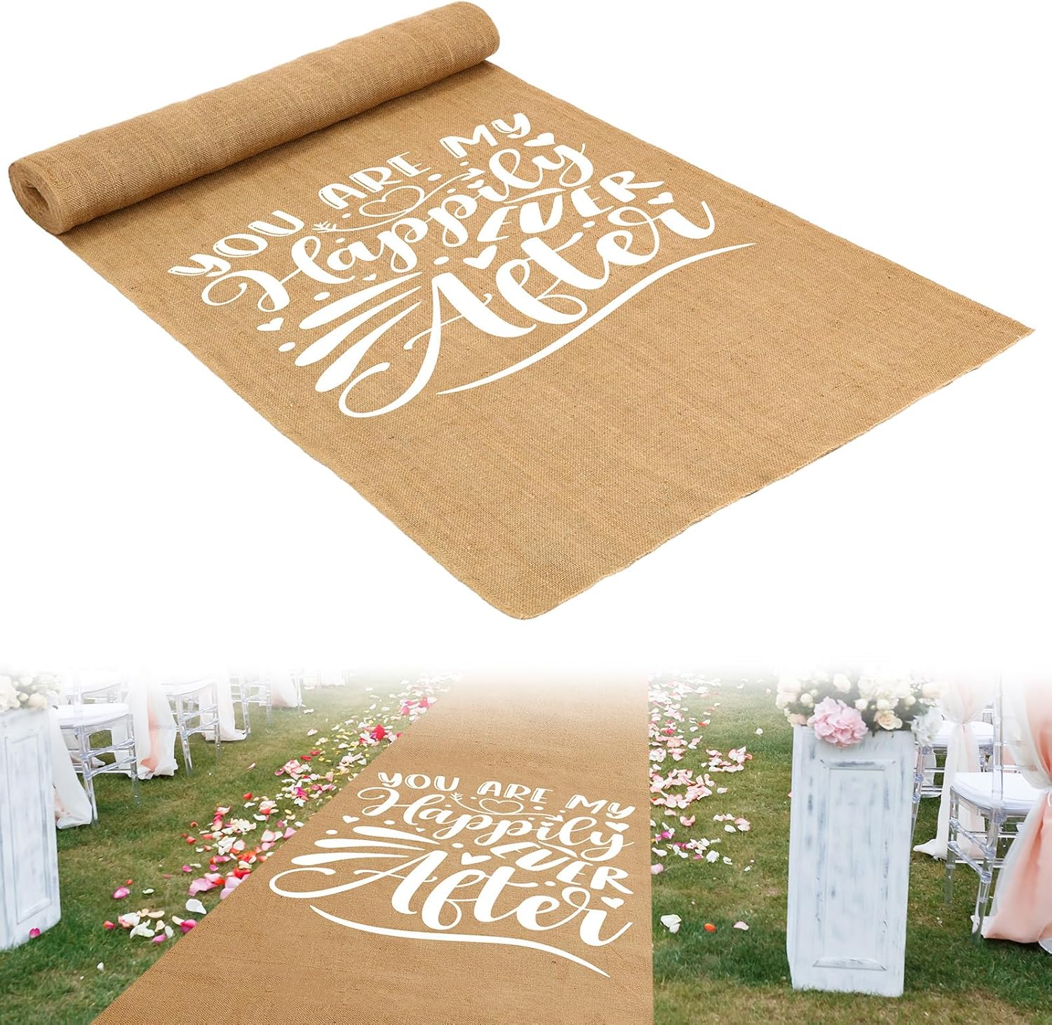 Tudomro 40 Inch x 50 Ft Natural Burlap Wedding Aisle Runner 1