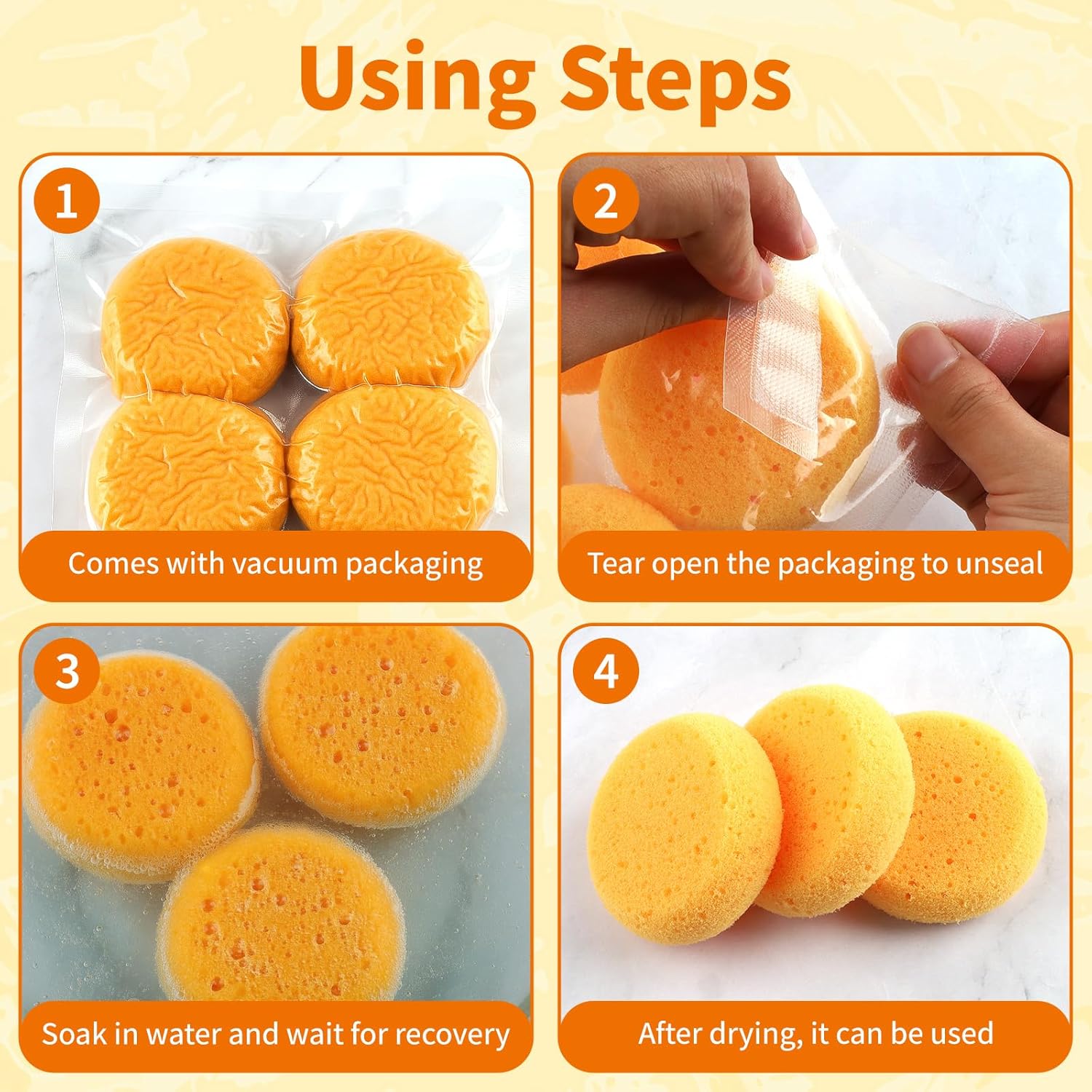LUSTRIB 7PCS Round Yellow Paint Sponges Set